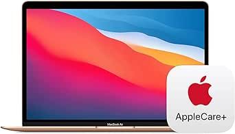 2020 Apple MacBook Air Laptop: Apple M1 Chip, 13” Retina Display, 8GB RAM, 256GB SSD Storage, Backlit Keyboard, FaceTime HD Camera, Touch ID. Works with iPhone/iPad; Gold with AppleCare+ (3 Years)
