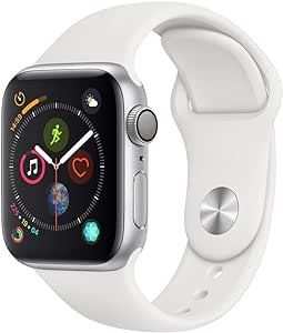 Apple Watch Series 4 (GPS, 40MM) - Silver Aluminum Case with White Sport Band (Renewed)