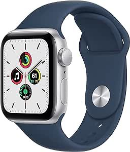 Apple Watch SE (GPS, 40mm) - Silver Aluminum Case with Abyss Blue Sport Band (Renewed)