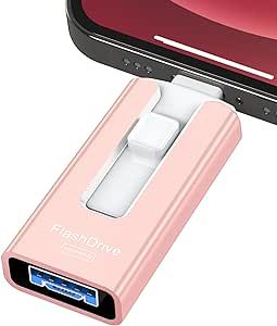 256GB USB Flash Drive for Phone and Pad, Photo Stick High Speed External USB Thumb Drives Photo Storage Memory Stick for Save More Photos and Videos (Pink, 256GB)