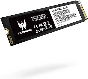 acer Predator GM7000 4TB NVMe Gen4 Gaming SSD, M.2 2280, Compatible with PS5, PCIe 4.0 Internal PC Solid State Hard Drive Up to 7400MB/s - BL.9BWWR.107
