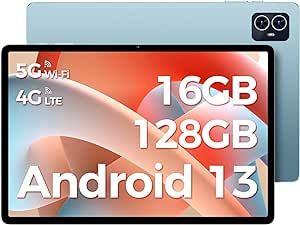TECLAST M50HD Tablet 10 Inch Android 13 Tablets, 16GB RAM + 128GB ROM (TF 1TB), 2k Octa-Core Tablet, 6000mAh Gaming Tablet, 13MP + 5MP Dual AI Camera, 4g LTE/5g WiFi/BT 5.0/Widevine L1