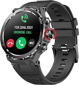 Military Smart Watch for Men Outdoor Rugged Tactical Smartwatch Bluetooth Answer Make Calls 1.32'' HD Fitness Tracker Watch Heart Rate Monitor Sleep Tracker Pedometer for iPhone Android Phones
