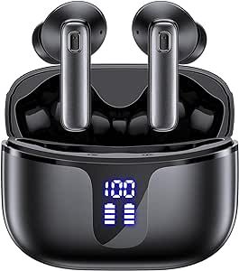 Wireless Earbuds Ear Buds 68H Playtime Bluetooth 5.3 Headphones with LED Power Display Charging Case IPX7 Waterproof Deep Bass Earphone with Microphone Headset for Phone Tablet TV Business Sport