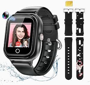 Laredas Smart Watch for Kids with SIM Card,Kids Phone Watch with GPS Tracker, Video/Voice/WiFi Calling/Messaging, HD Cameras Kids Watch,Birthday Gifts for Boys Girls 3-15 No Activation fee (80-Black)