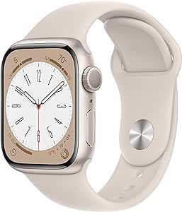 Apple Watch Series 8 [GPS, 41mm] - Starlight Aluminum Case with Starlight Sport Ban, M/L (Renewed)