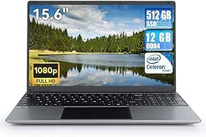 Maypug Laptop Computer 15.6''1080P IPS Full HD Laptop,12GB DDR4 512GB SSD Quad-Core Intel Celeron N5095 Processors USB 3.0,Up to 2.9Ghz,Bluetooth 4.2,2.4G/5G WiFi.