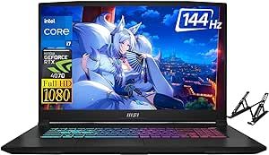 MSI Katana 17 Gaming Laptop 2023 Newest, 17.3" FHD 144Hz Display, Intel Core i7-13620H, NVIDIA GeForce RTX 4070, 32GB DDR5 RAM, 1TB SSD, Wi-Fi6, Backlit Keyboard, Windows 11 Home, with Laptop Stand