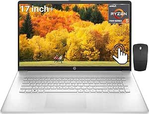 HP 2023 Newest Touchscreen Business Laptop, 17.3 Inch HD+ Laptop, AMD Ryzen 5 7530U Processor(Beats i7-1165G7), 64GB RAM, 1TB SSD, Wi-Fi 6, Anti-Glare, Webcam, Windows 11 Home, Bundle with JAWFOAL